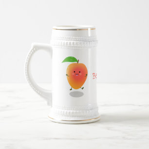 Cute happy mango yellow cartoon illustratie bierpul