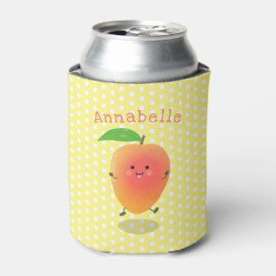 Cute happy mango yellow cartoon illustratie blikjeskoeler