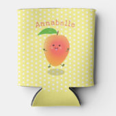 Cute happy mango yellow cartoon illustratie blikjeskoeler (Voorkant)