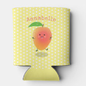 Cute happy mango yellow cartoon illustratie blikjeskoeler (Achterkant)