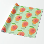 Cute happy mango yellow cartoon illustratie cadeaupapier (Uitgerold)