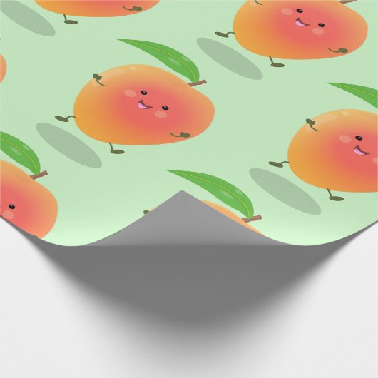 Cute happy mango yellow cartoon illustratie cadeaupapier (Hoek)