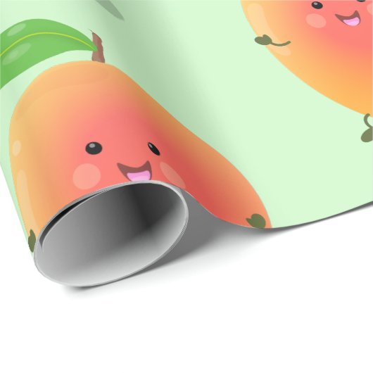 Cute happy mango yellow cartoon illustratie cadeaupapier (Rol Hoek)