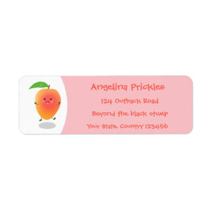 Cute happy mango yellow cartoon illustratie etiket