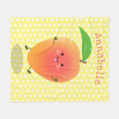Cute happy mango yellow cartoon illustratie fleece deken (Voorkant (Horizontaal))