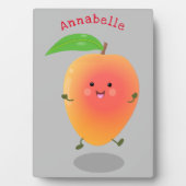 Cute happy mango yellow cartoon illustratie fotoplaat (voorkant)