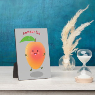 Cute happy mango yellow cartoon illustratie fotoplaat