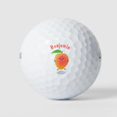Cute happy mango yellow cartoon illustratie golfballen (Voorkant)