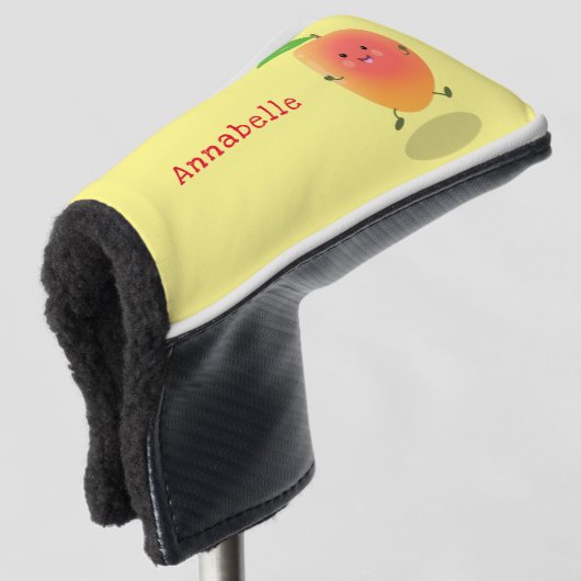Cute happy mango yellow cartoon illustratie golfheadcover (3/4 voorkant)