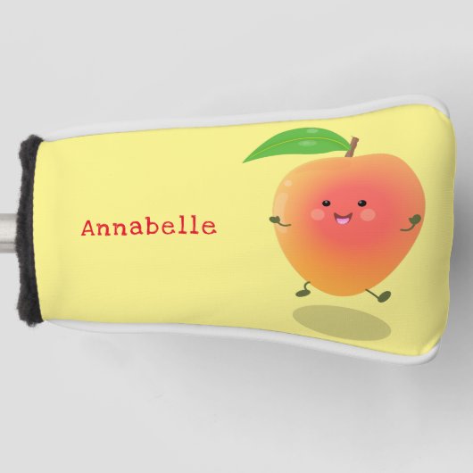 Cute happy mango yellow cartoon illustratie golfheadcover (Voorkant)
