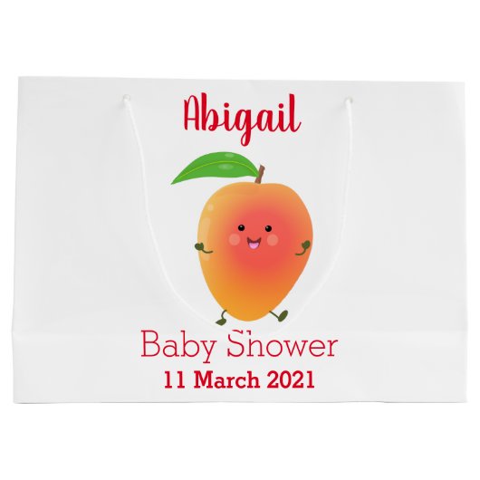 Cute happy mango yellow cartoon illustratie groot cadeauzakje (Achterkant)