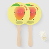 Cute happy mango yellow cartoon illustratie handwaaier (Voorkant en achterkant)