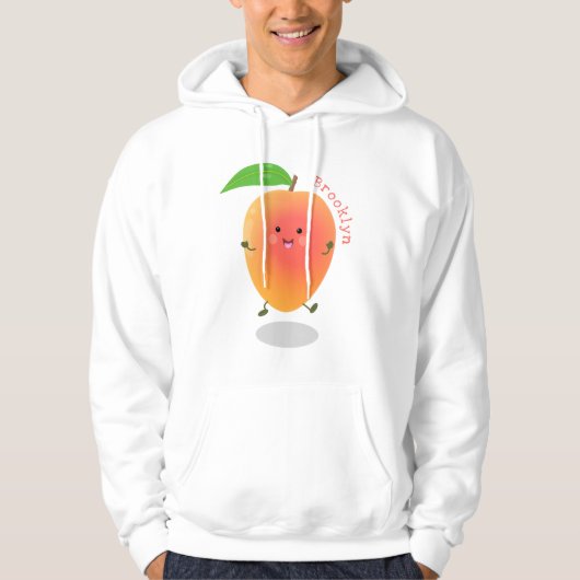 Cute happy mango yellow cartoon illustratie hoodie (Voorkant)