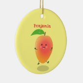 Cute happy mango yellow cartoon illustratie keramisch ornament (Rechts)