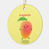 Cute happy mango yellow cartoon illustratie keramisch ornament (Links)