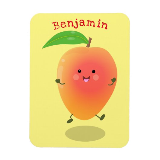 Cute happy mango yellow cartoon illustratie magneet (Verticaal)