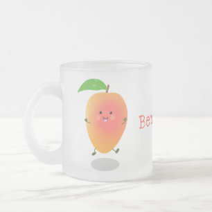 Cute happy mango yellow cartoon illustratie matglas koffiemok