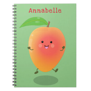 Cute happy mango yellow cartoon illustratie notitieboek