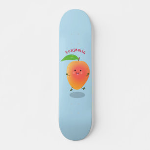 Cute happy mango yellow cartoon illustratie persoonlijk skateboard