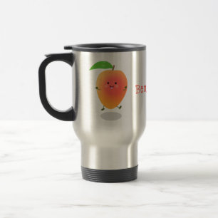 Cute happy mango yellow cartoon illustratie reisbeker