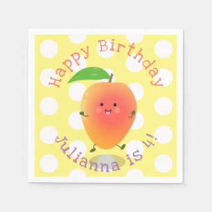Cute happy mango yellow cartoon illustratie servet