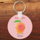 Cute happy mango yellow cartoon illustratie sleutelhanger (Voorkant)