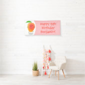Cute happy mango yellow cartoon illustratie spandoek (Insitu)