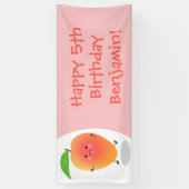 Cute happy mango yellow cartoon illustratie spandoek (Verticaal)