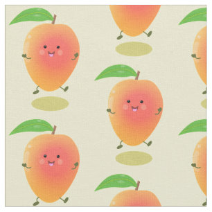 Cute happy mango yellow cartoon illustratie stof