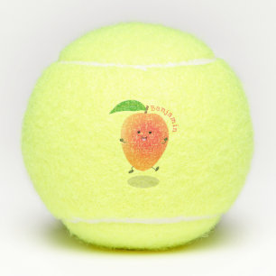 Cute happy mango yellow cartoon illustratie tennisballen