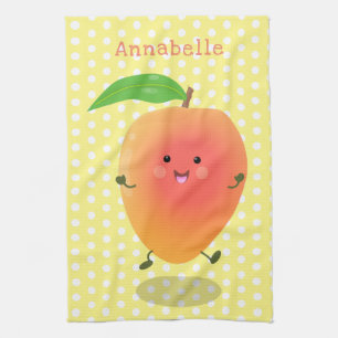Cute happy mango yellow cartoon illustratie theedoek