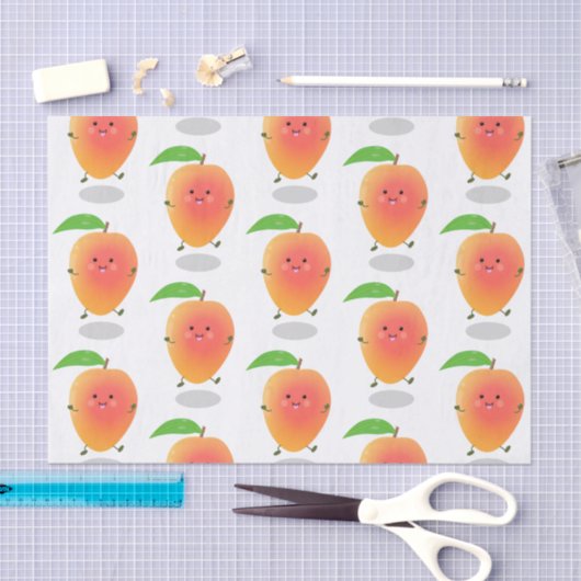 Cute happy mango yellow cartoon illustratie tissuepapier (Craft)