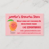 Cute happy mango yellow cartoon illustratie visitekaartje (Voorkant)