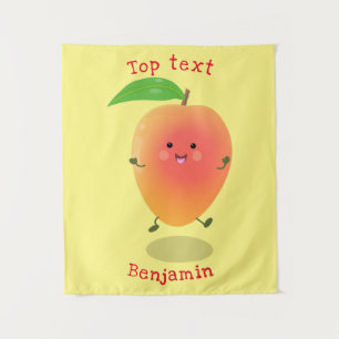 Cute happy mango yellow cartoon illustratie wandkleed
