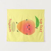 Cute happy mango yellow cartoon illustratie wandkleed (Voorkant (horizontaal))