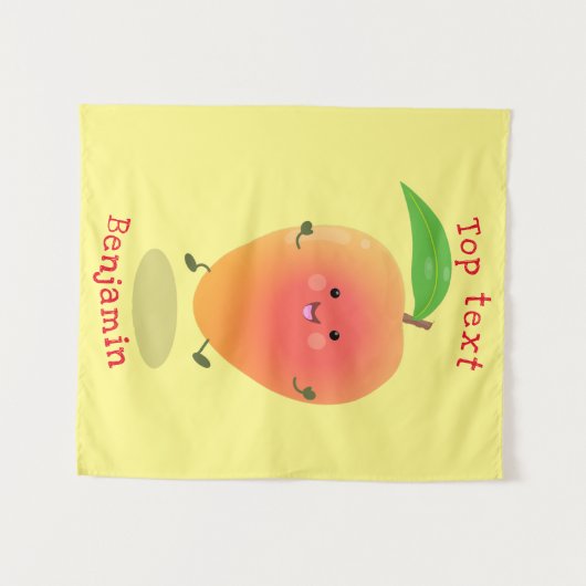 Cute happy mango yellow cartoon illustratie wandkleed (Voorkant (horizontaal))