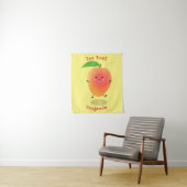 Cute happy mango yellow cartoon illustratie wandkleed (In situ)