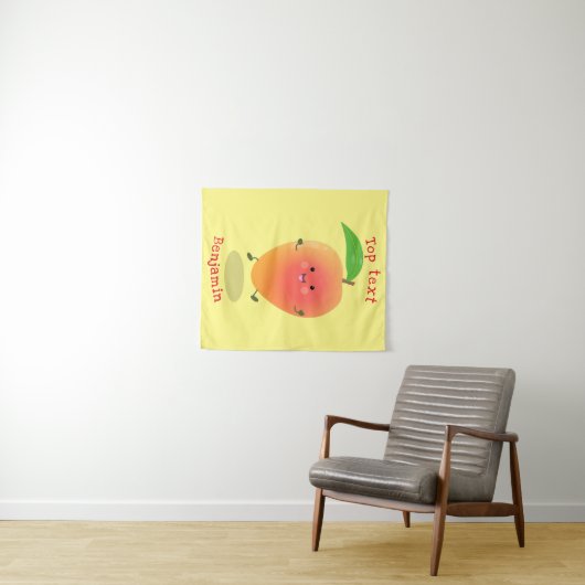 Cute happy mango yellow cartoon illustratie wandkleed (In Situ (horizontaal))