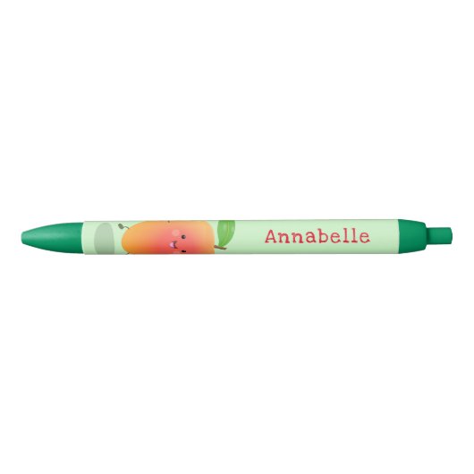 Cute happy mango yellow cartoon illustratie zwarte inkt pen (Voorkant)