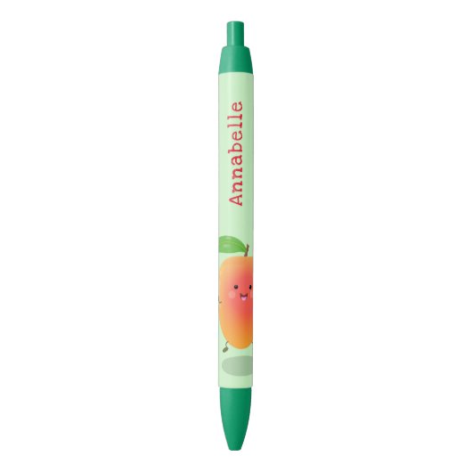 Cute happy mango yellow cartoon illustratie zwarte inkt pen (Voorkant Verticaal)