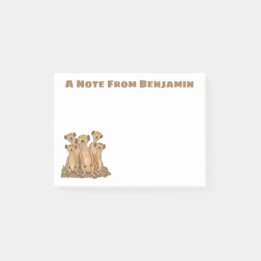 Cute happy meerkat family cartoon post-it® notes (Voorkant)
