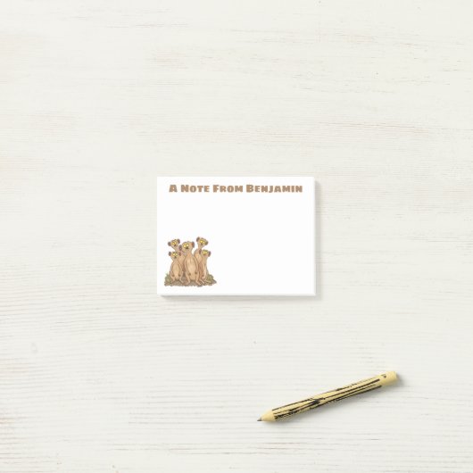 Cute happy meerkat family cartoon post-it® notes (Op bureau)
