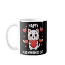 Cute Happy Meowentine's Day koffiemok voor kattenl