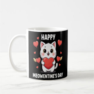 Cute Happy Meowentine's Day koffiemok voor kattenl