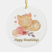 Cute Happy Mewolidays Cat Ceramic Ornament (Voorkant)