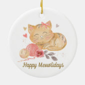 Cute Happy Mewolidays Cat Ceramic Ornament (Achterkant)