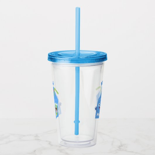 Cute happy milk carton cartoon acryl drinkbeker (Rechts)