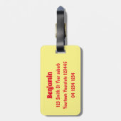 Cute happy milk carton cartoon bagagelabel (Achterkant verticaal)