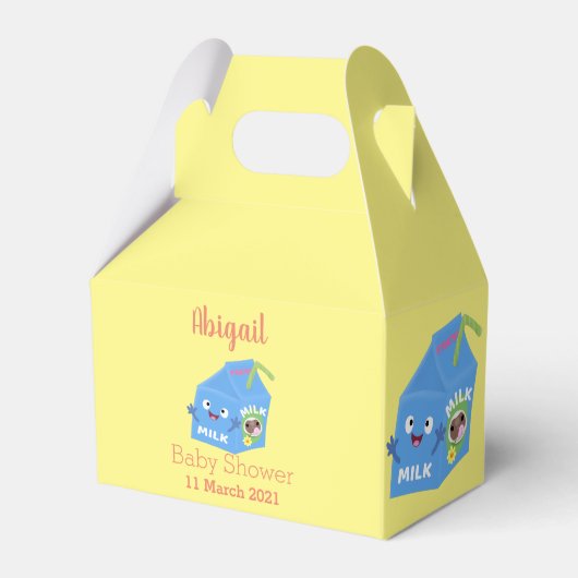 Cute happy milk carton cartoon bedankdoosjes (Voorkant Zijde)