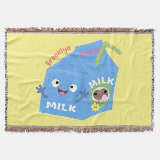 Cute happy milk carton cartoon deken (Voorkant)